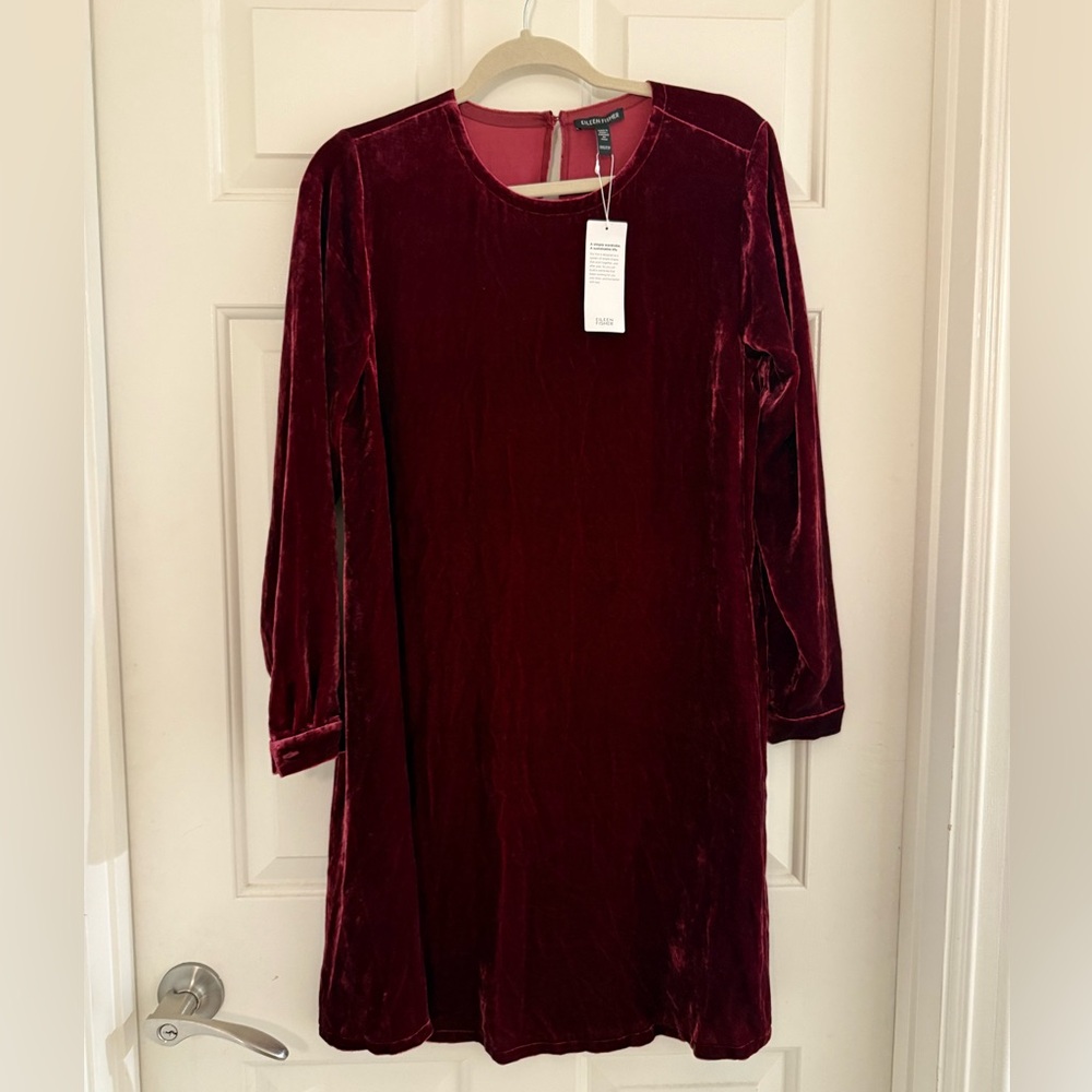 Eileen Fisher Velvet Silk Blend Long Sleeve Shift Holiday party Dress NWT